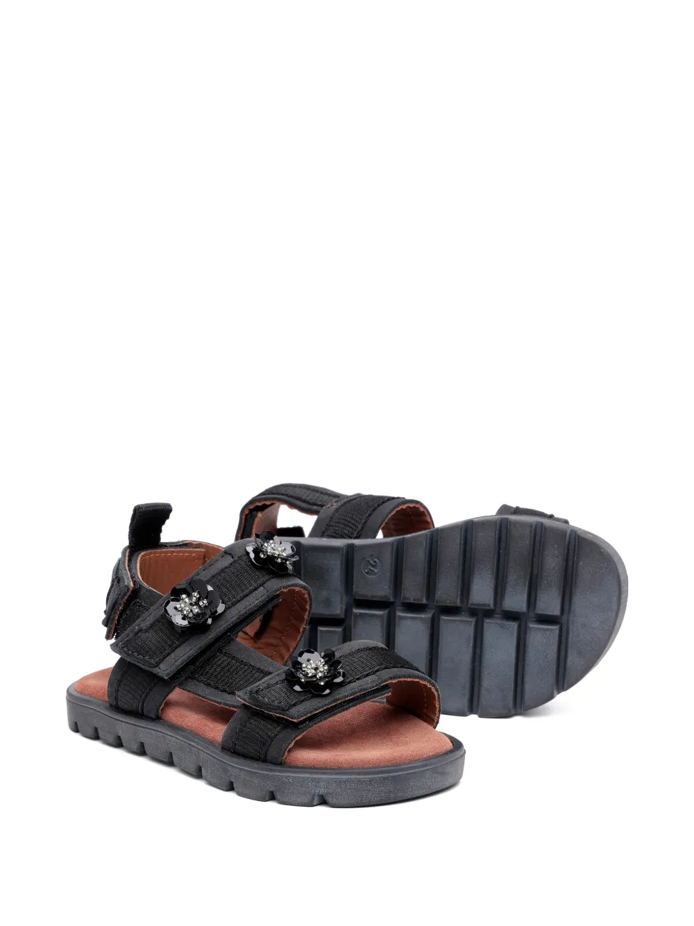 Pèpè Summer sandalen met bloemapplicatie Zwart