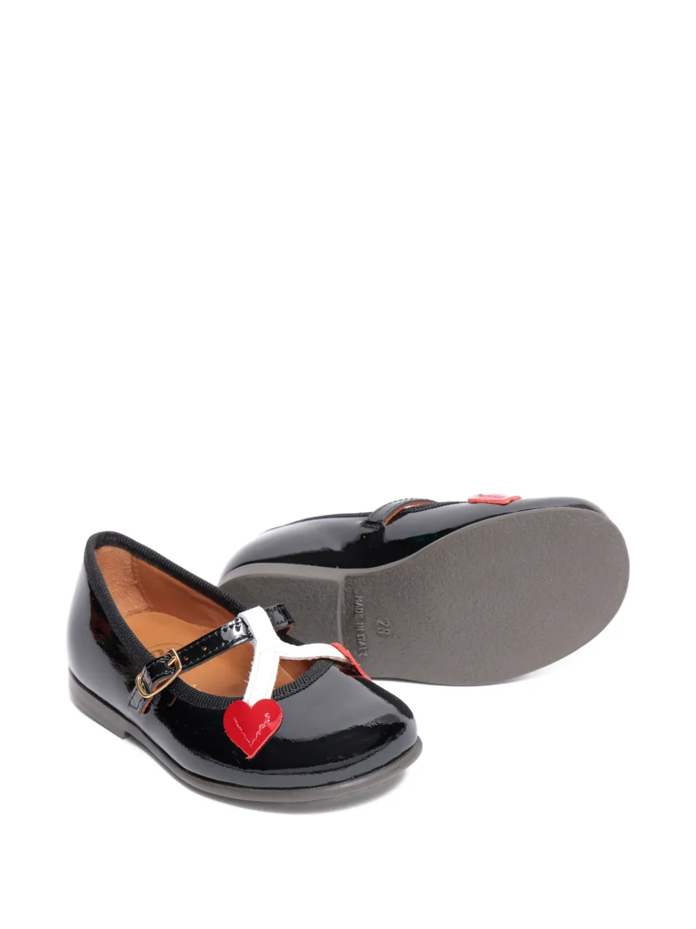 Pèpè Ballerina's met T-bandje en hart Zwart