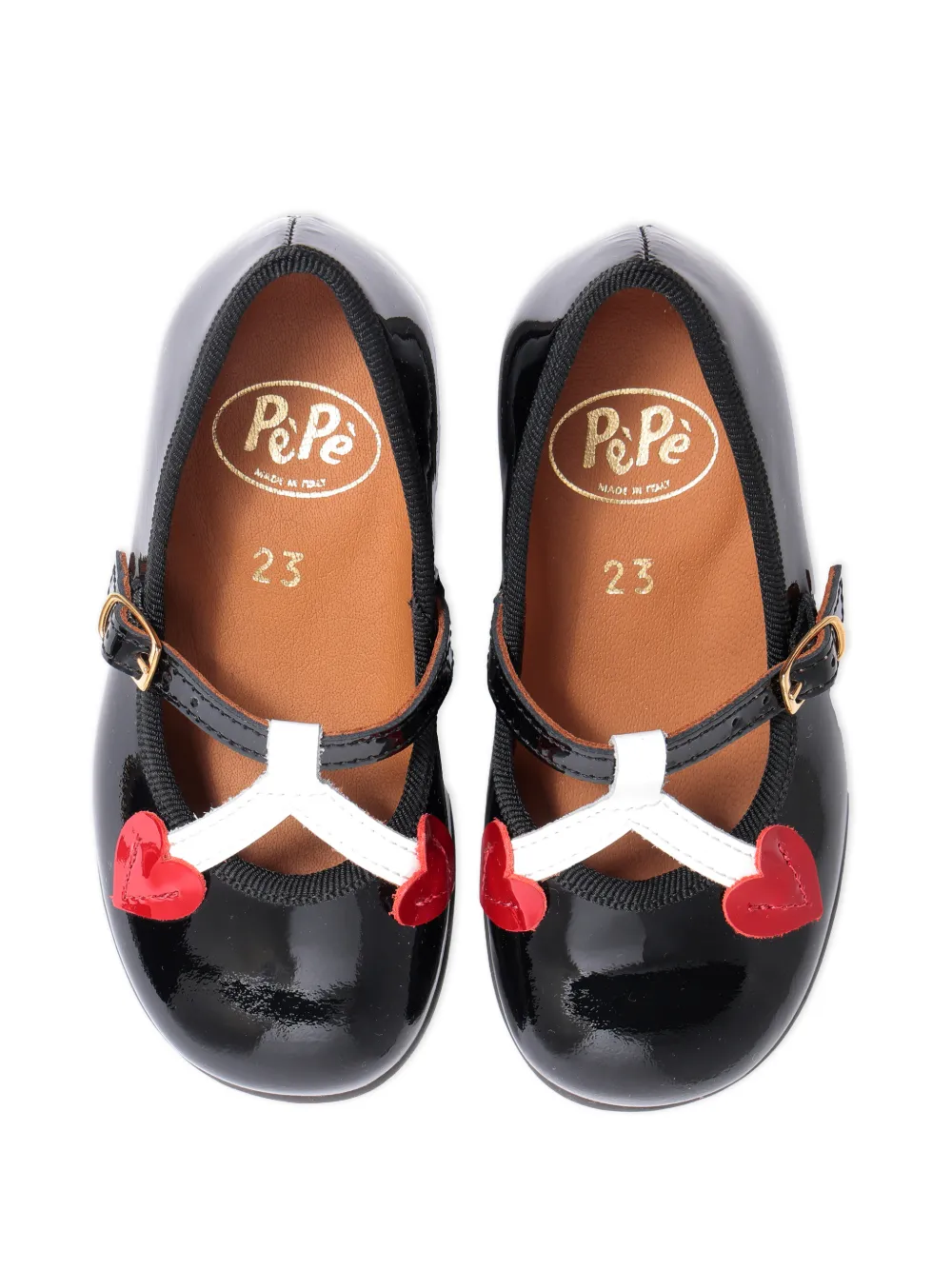 Pèpè Ballerina's met T-bandje en hart Zwart