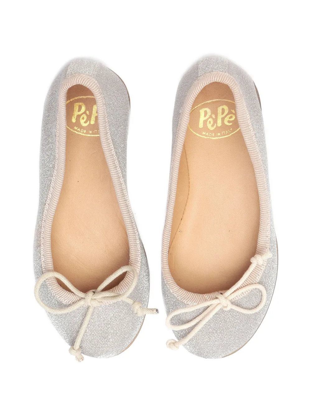 Pèpè Ballerina's met glitter en strikdetail Zilver
