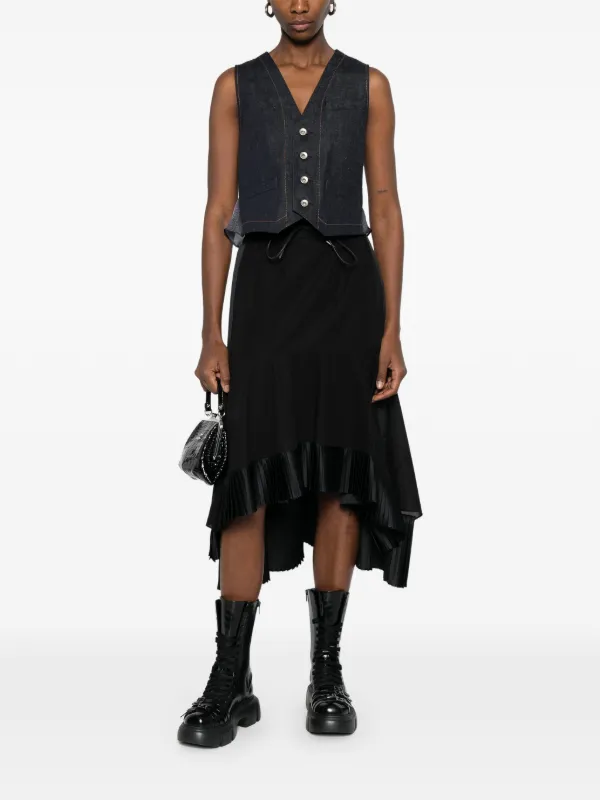 Sacai プリーツ スカート | ブラック | FARFETCH JP
