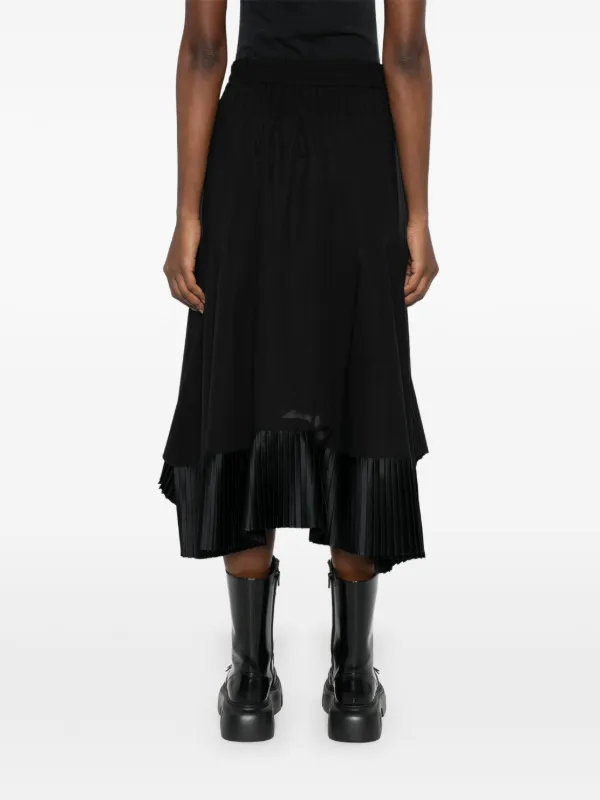 Sacai Asymmetric Pleated Skirt | Black | FARFETCH UZ