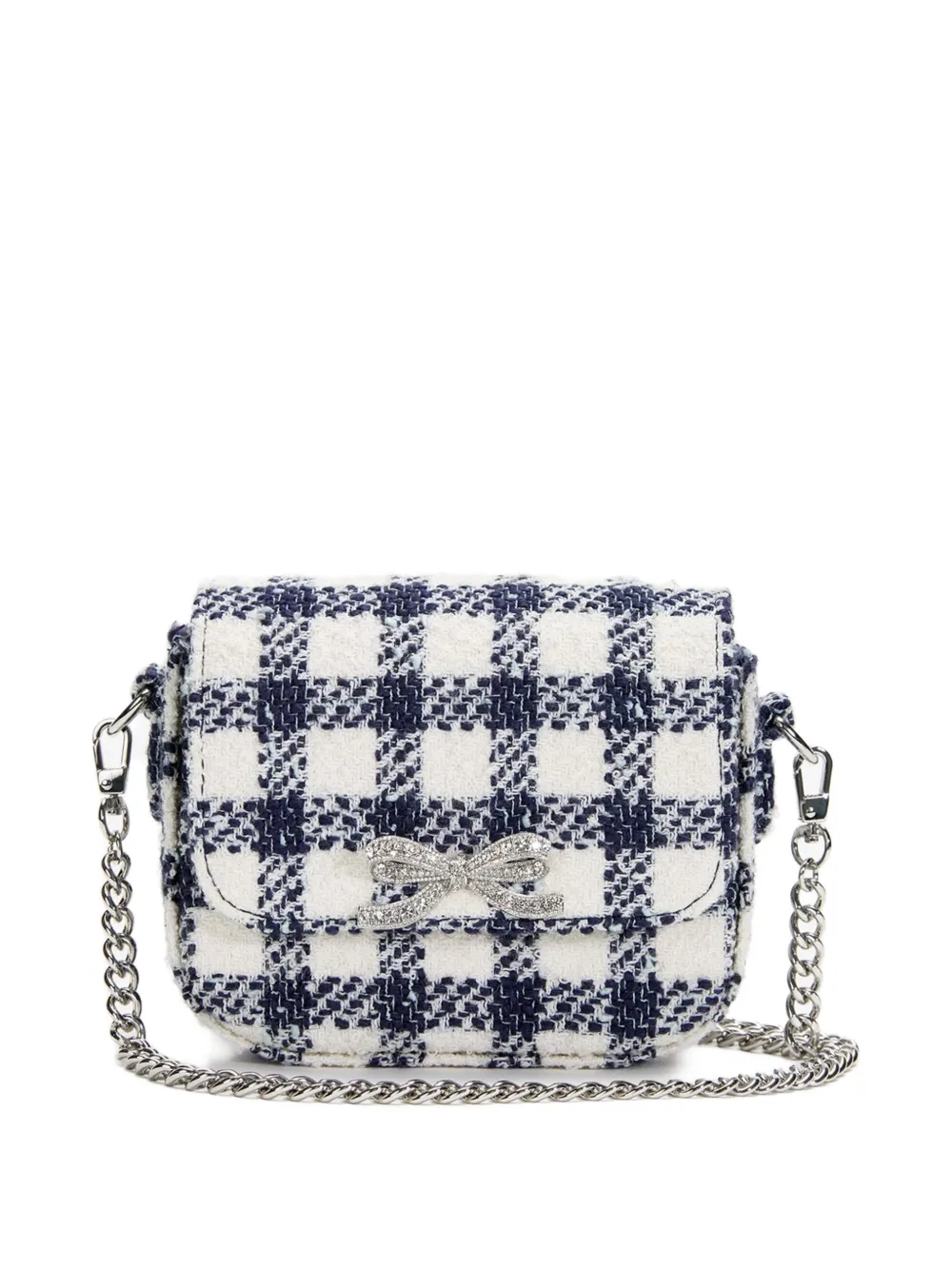 Self-Portrait Kids bouclé check-pattern shoulder bag - Bianco