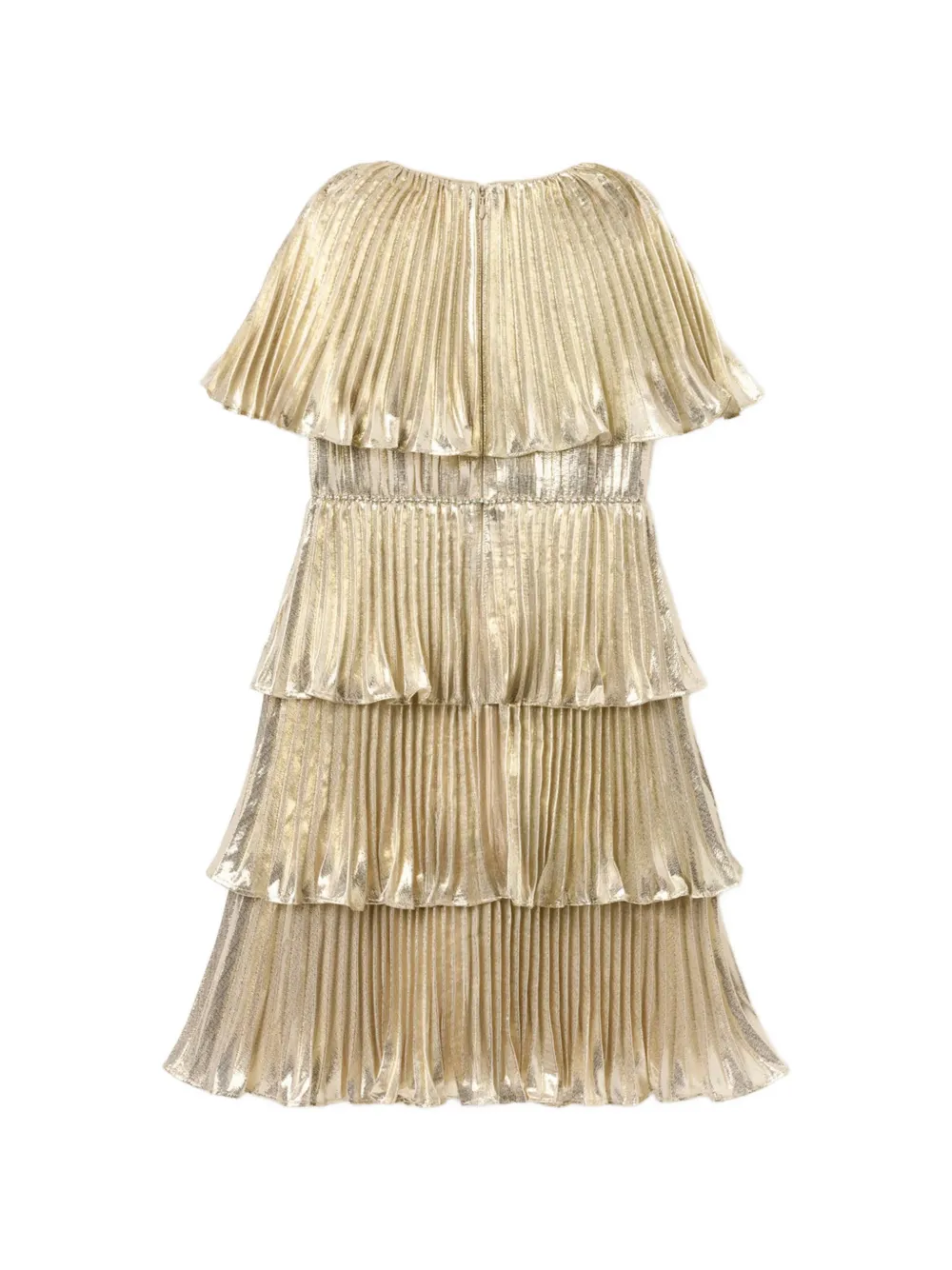 Self-Portrait Kids Metallic gelaagde geplooide jurk Goud