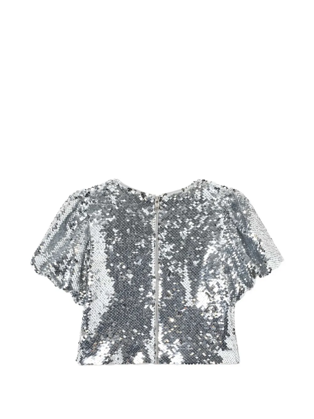  Self-portrait Kids Sequin-embellished Top - Silver 