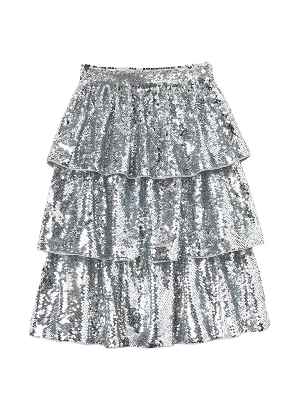 Self-Portrait Kids sequin-embellished ruffled skirt - Argento