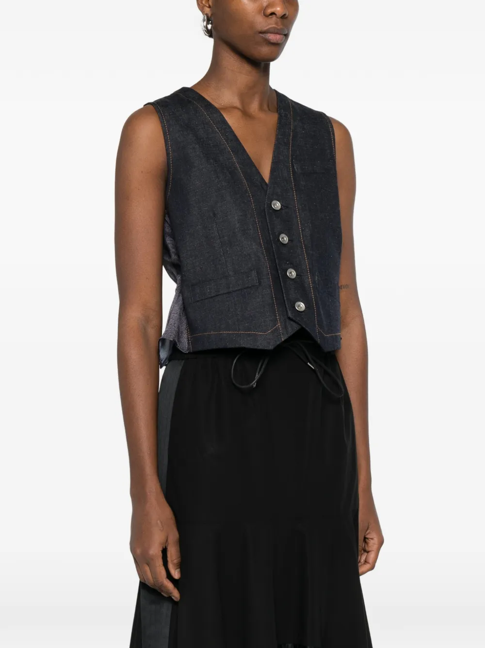  Sacai Button Front Waistcoat - Blue 