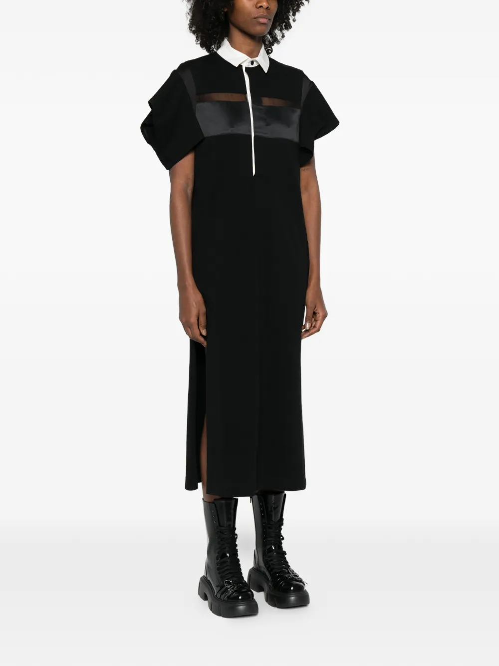 sacai Midi-jurk met polokraag Zwart