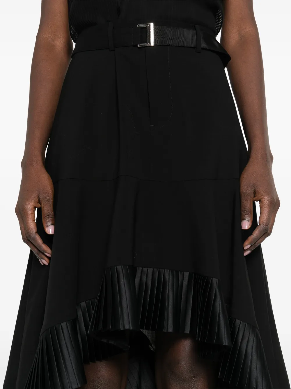 sacai Geplooide midi-jurk Zwart