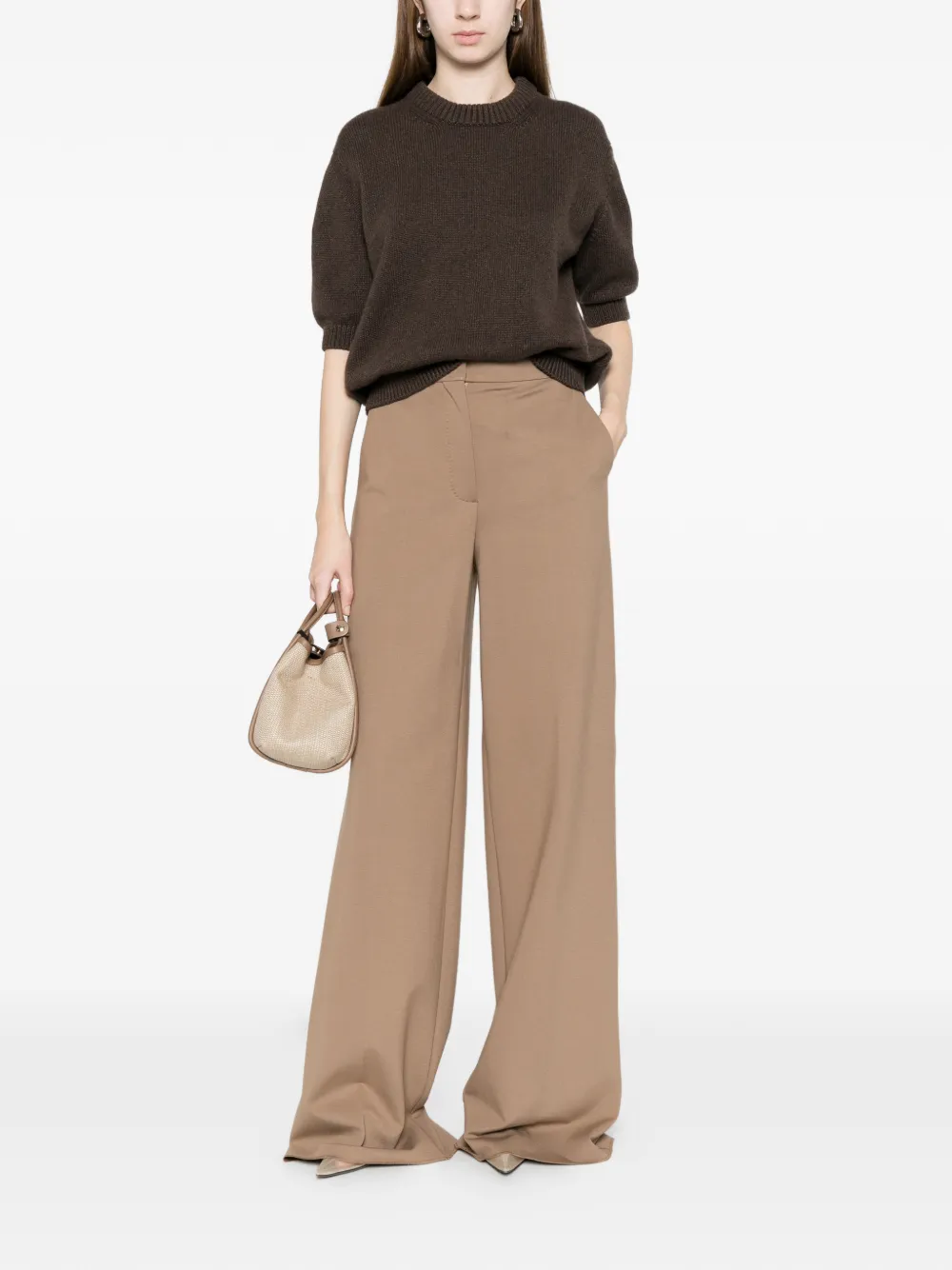 Max Mara Palazzo broek met wijde pijpen Beige