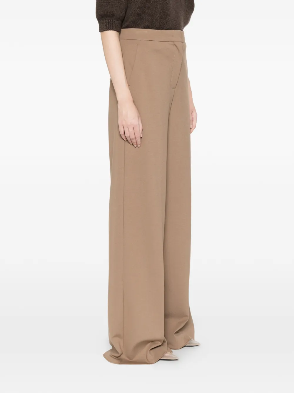 Max Mara Palazzo broek met wijde pijpen Beige