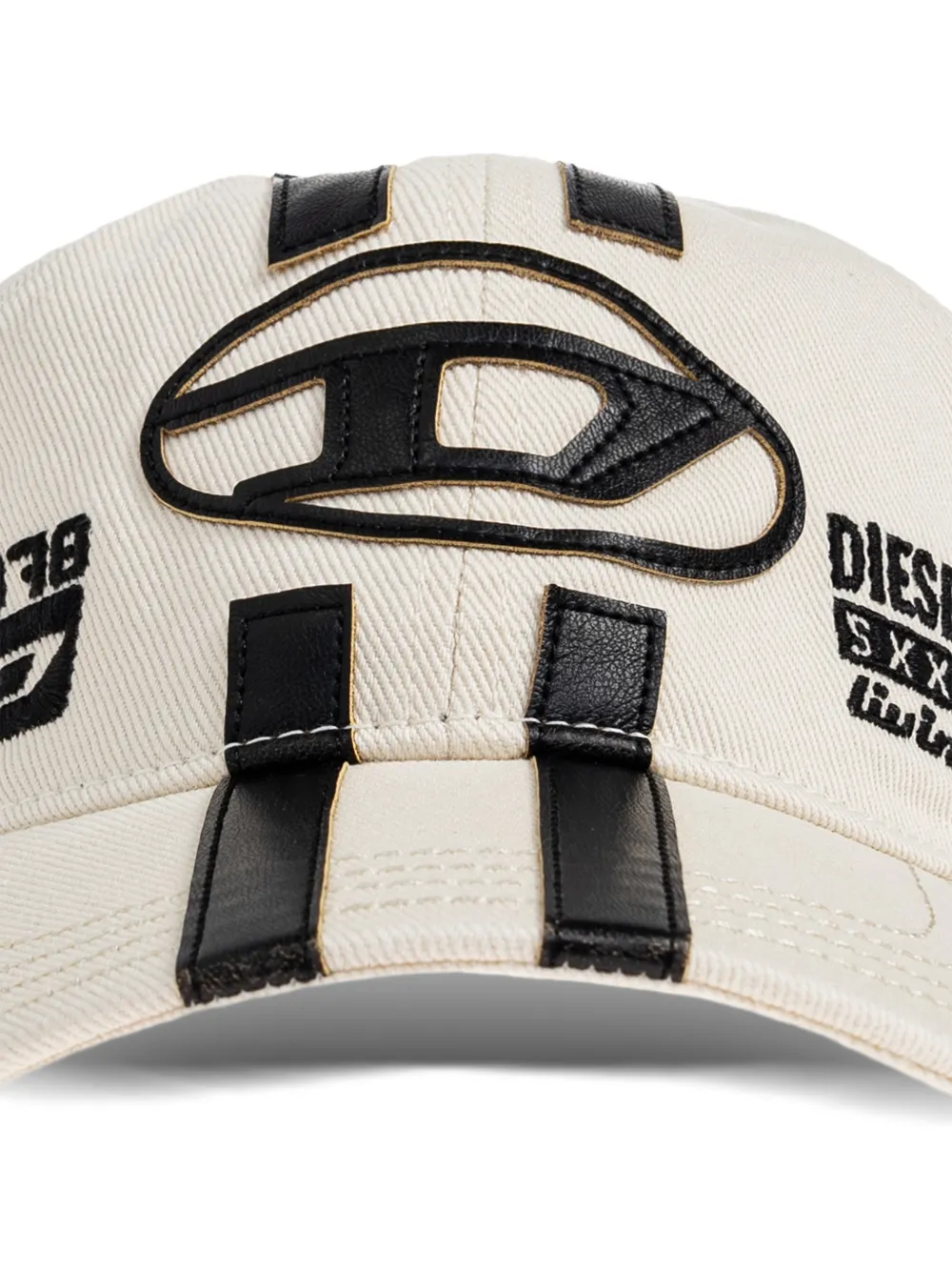  Diesel Logo-patch Stripe Baseball Cap - Neutrals 