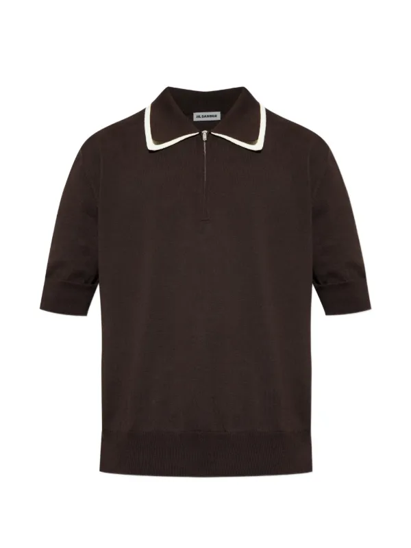 Jil Sander zip-collar Polo Shirt | Brown | FARFETCH AO