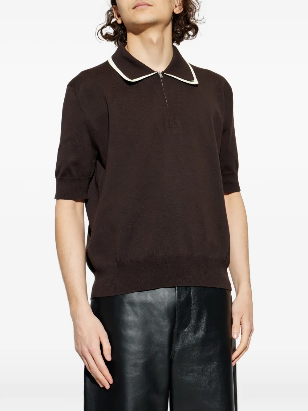 Jil Sander Poloshirt met ritskraag Bruin