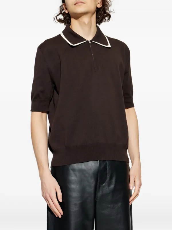 Jil Sander zip-collar Polo Shirt | Brown | FARFETCH AO
