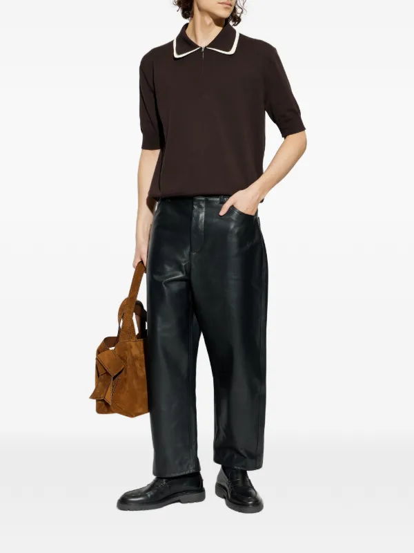 Jil Sander zip-collar Polo Shirt | Brown | FARFETCH AO