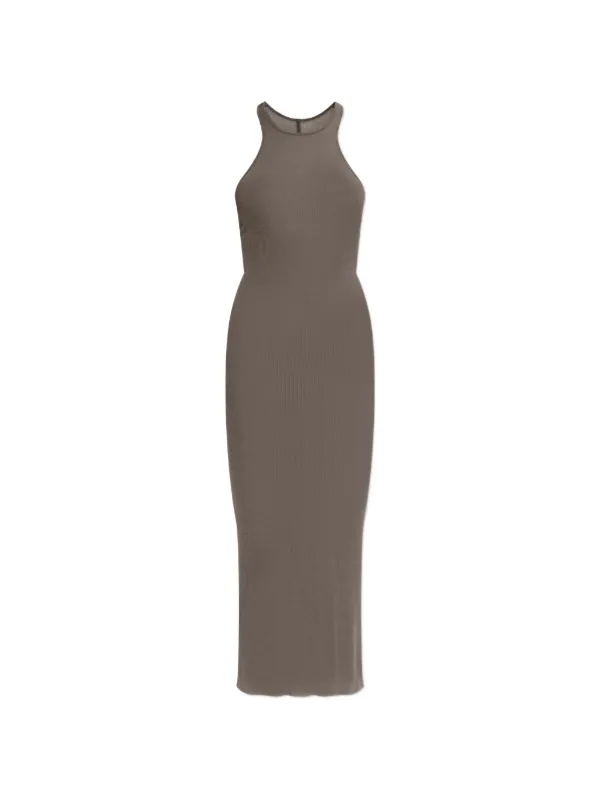 knee length dresses for ladies Peach Ribbed Racerback Midi Dress main image 0
