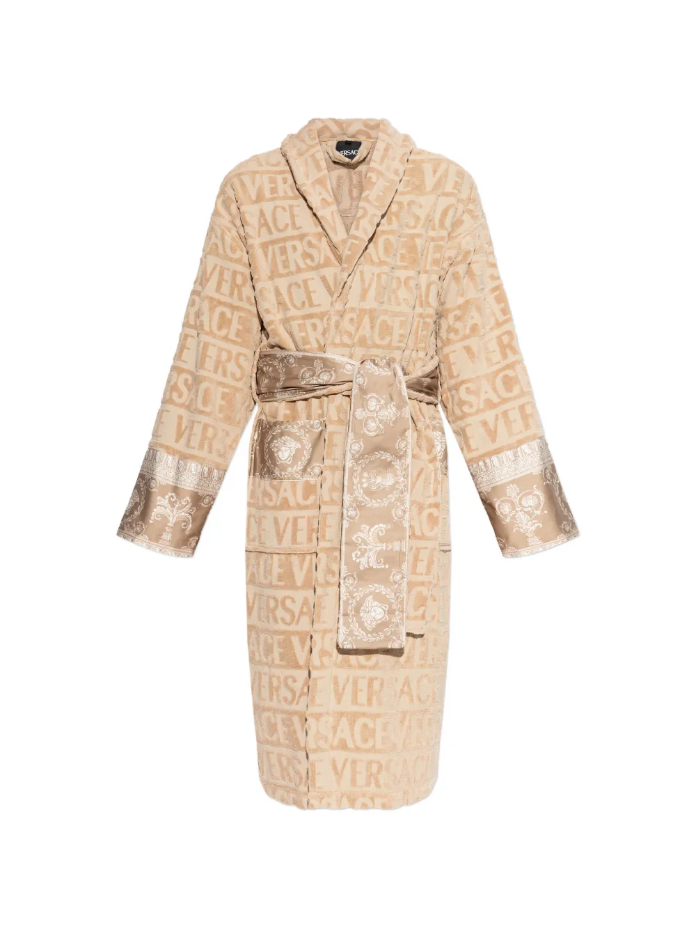 Versace Home logo-pattern belted robe - Toni neutri