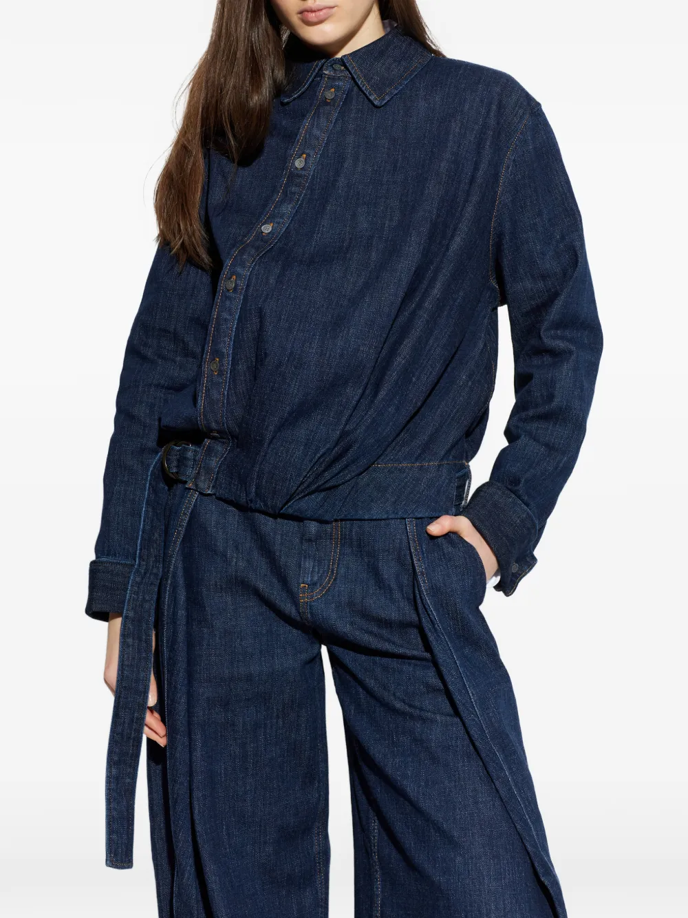 LOEWE Blouse met knopen en ceintuur Blauw