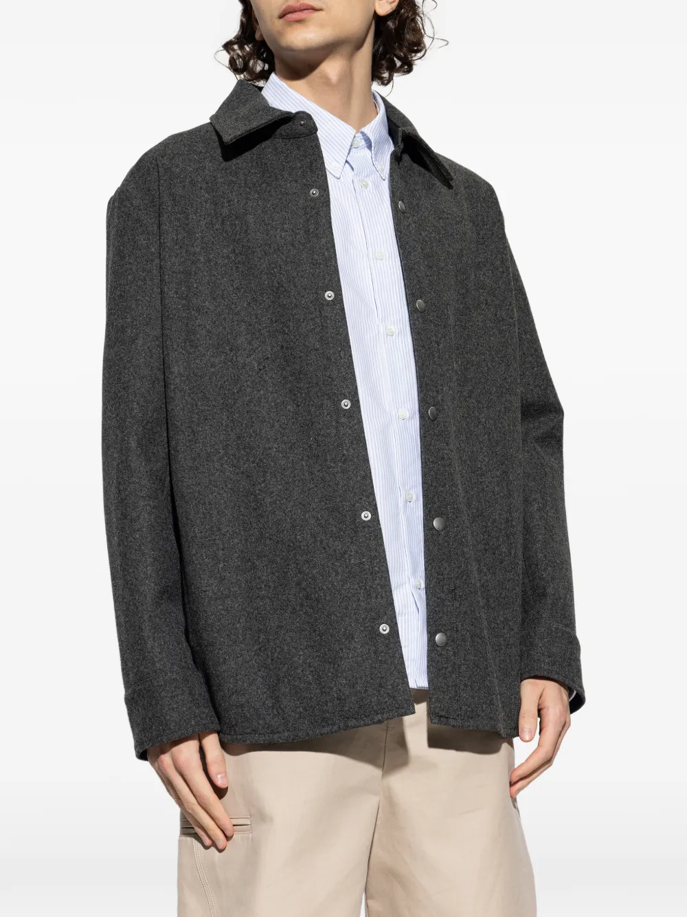  A.p.c. Buttoned Wool Shirt - Grey 