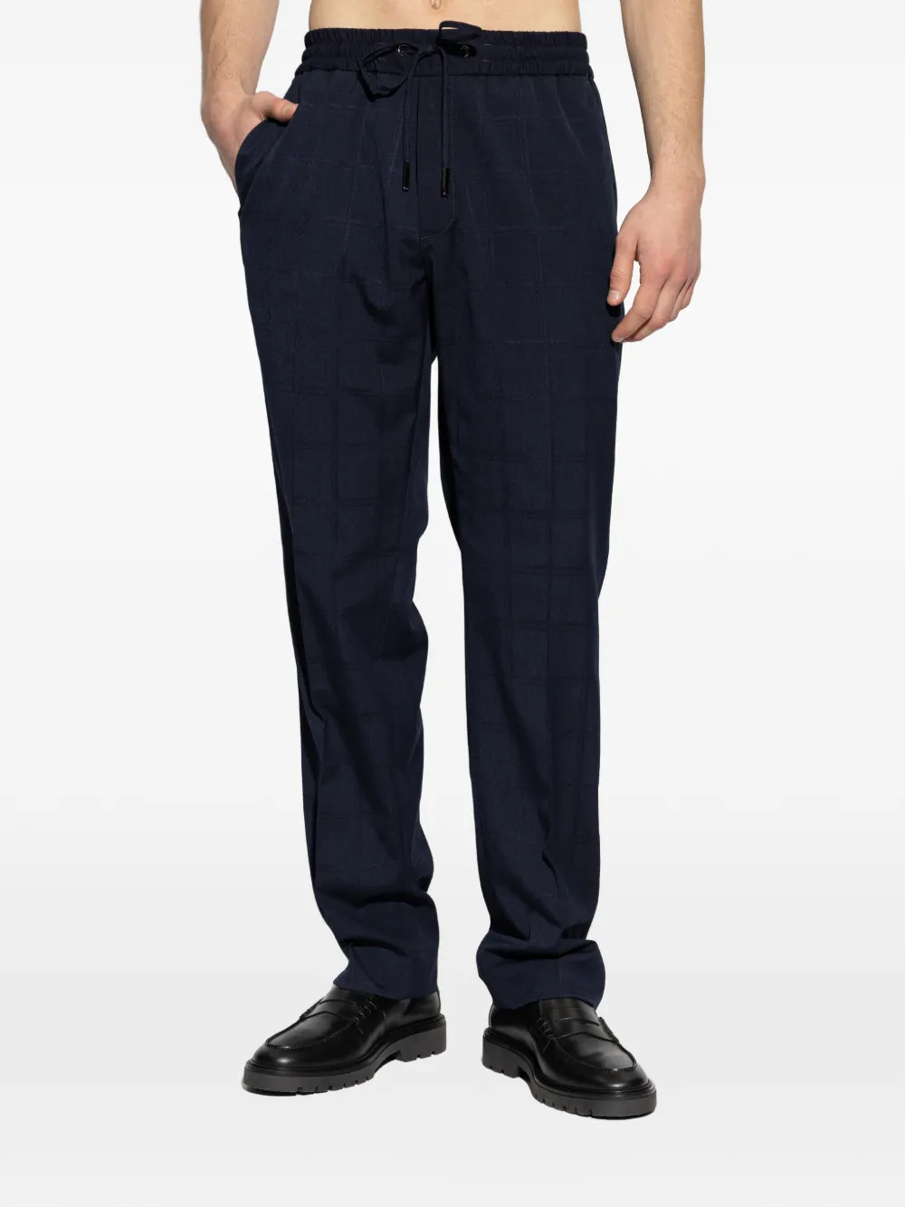  Iceberg Drawstring Checked Trousers - Blue 