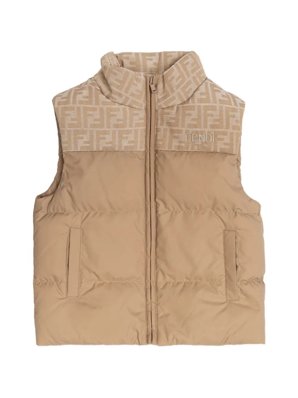 Fendi Kids logo quilted jacket - Toni neutri