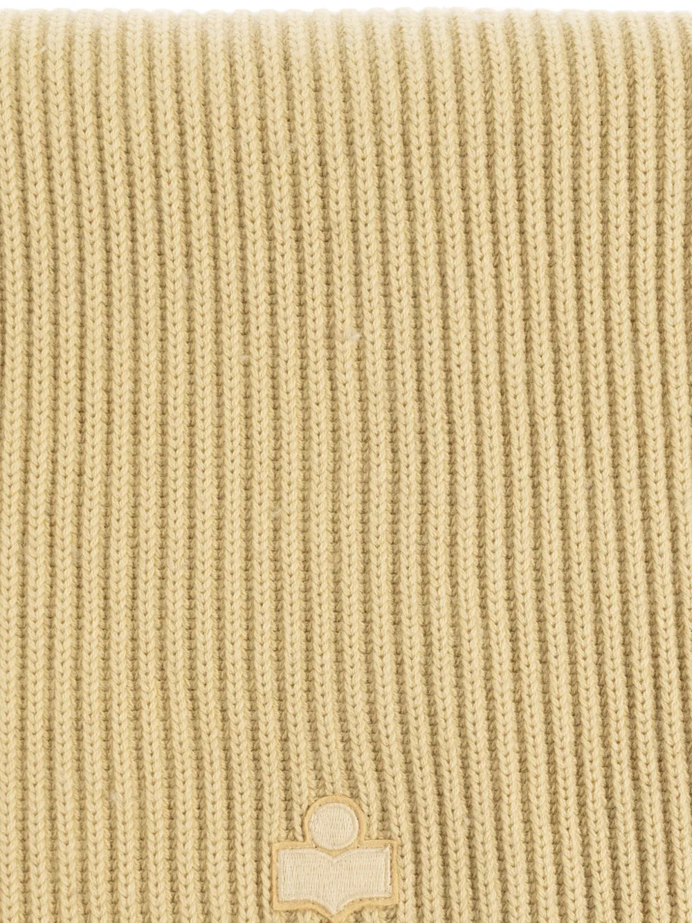 ISABEL MARANT Marion ribgebreide sjaal met logopatch Geel