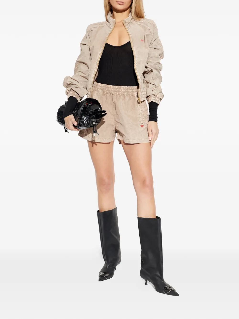 Diesel S-unny shorts met elastische taille Beige