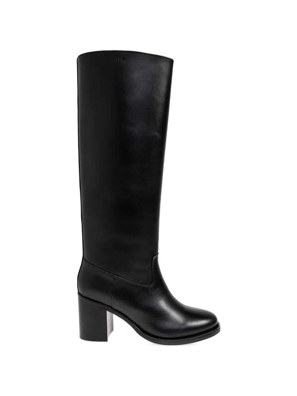 A.P.C. Leren knielaarzen met blokhak Zwart