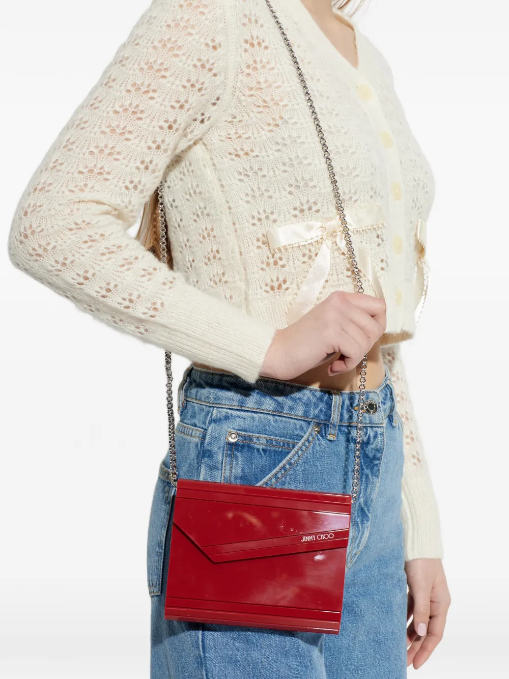  Jimmy Choo Candy Logo-detail Clucth Bag - Red 