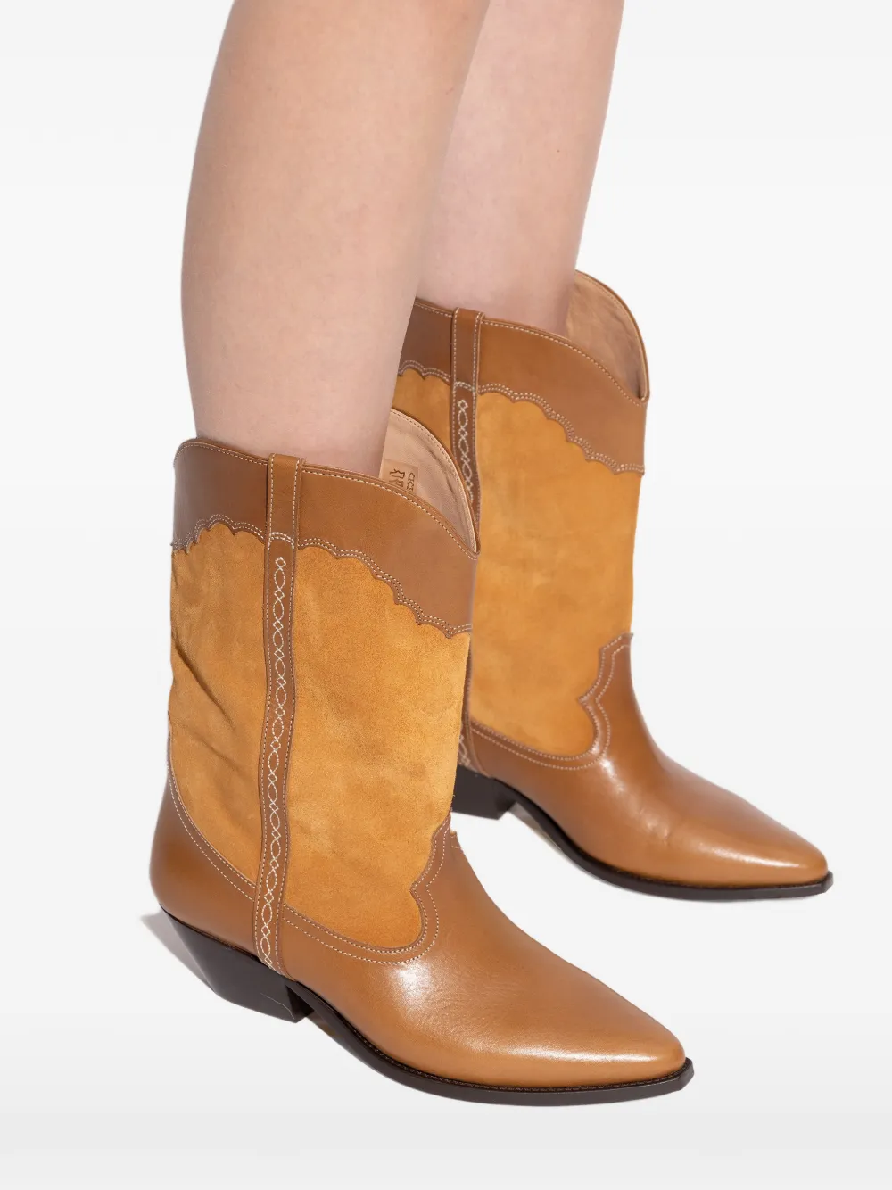 ISABEL MARANT Scalloped Leather Trainers Bruin