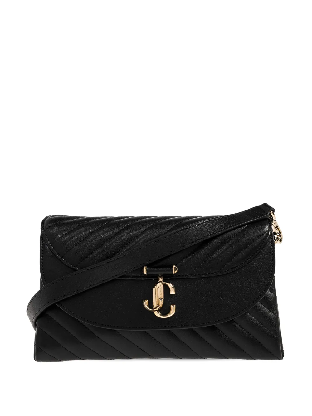 Jimmy Choo Avn curve chevron top-handle shoulder bag - Nero