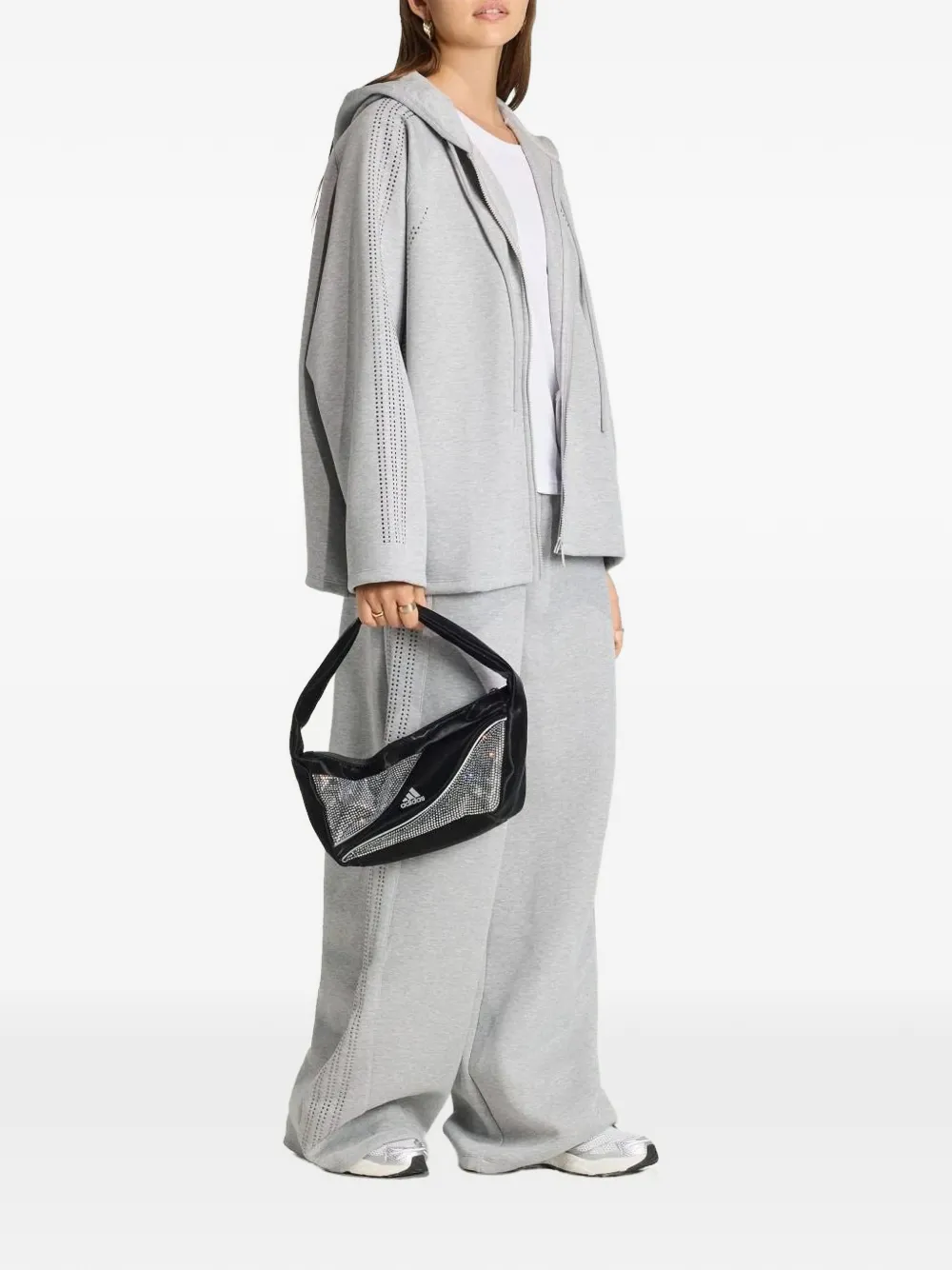 adidas Sweater met geperforeerde details en rits Grijs