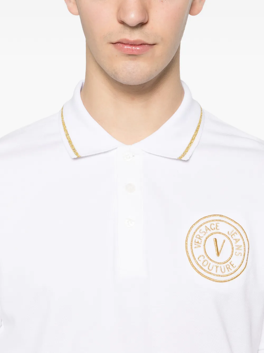 Versace Jeans Couture Poloshirt met logoprint Wit