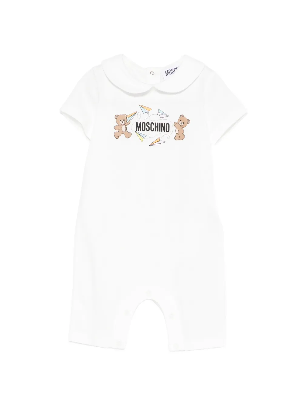 Moschino Kids teddy bear print romper - Bianco