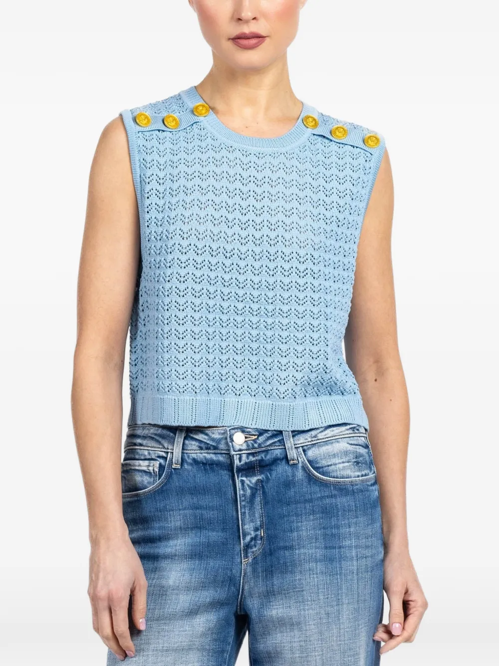 L'Agence Max button knit top - Blu
