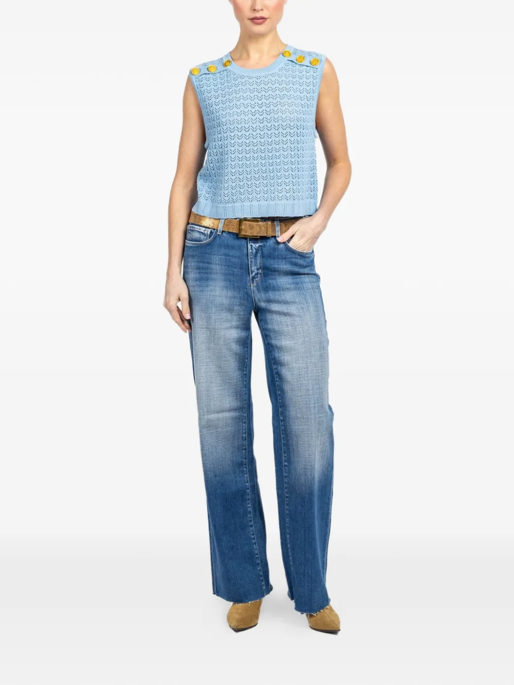  L'agence Max Button Knit Top - Blue 