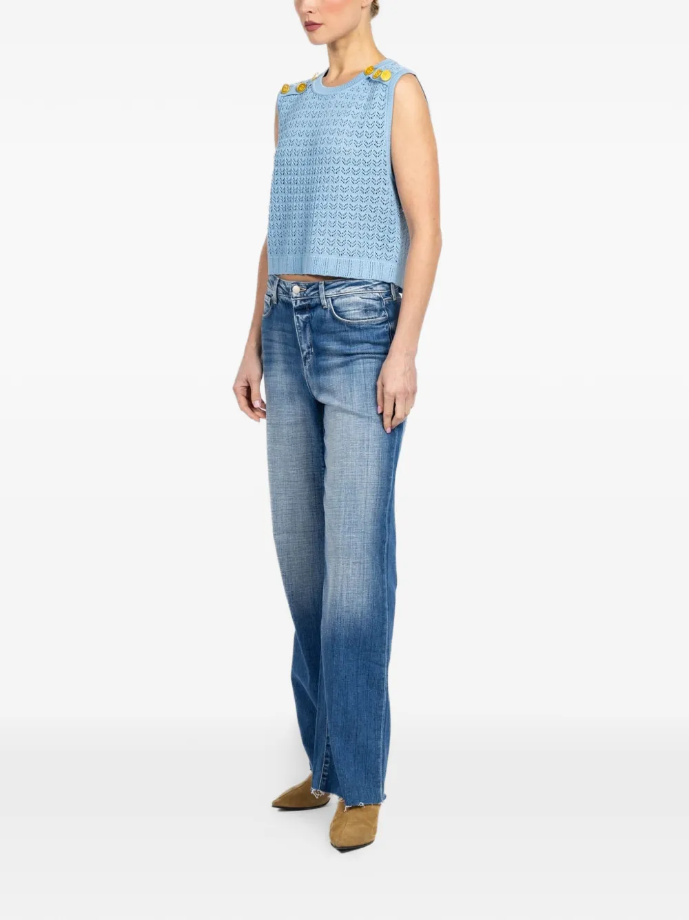  L'agence Max Button Knit Top - Blue 