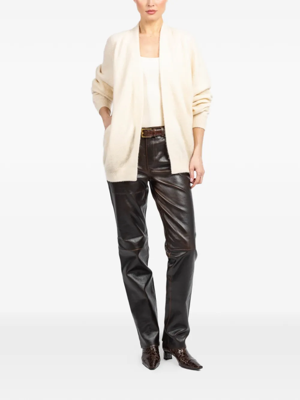  Frenckenberger Ribbed-trims Cardigan - Neutrals 