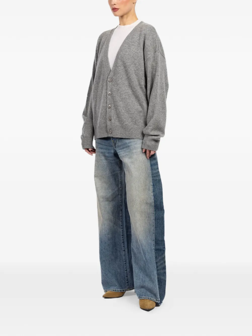 extreme cashmere Jonah vest met knopen en V-hals Grijs