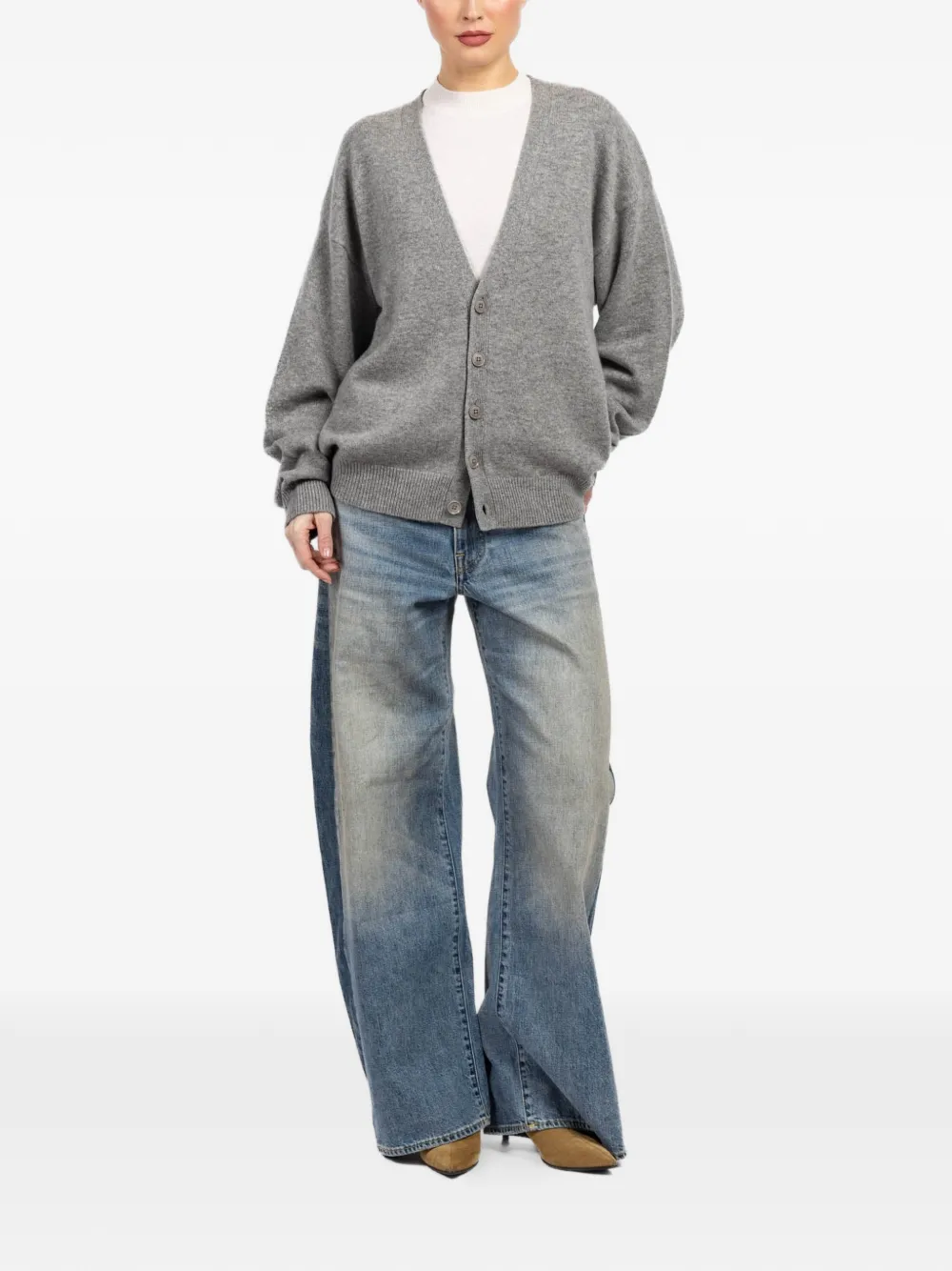 extreme cashmere Jonah vest met knopen en V-hals Grijs