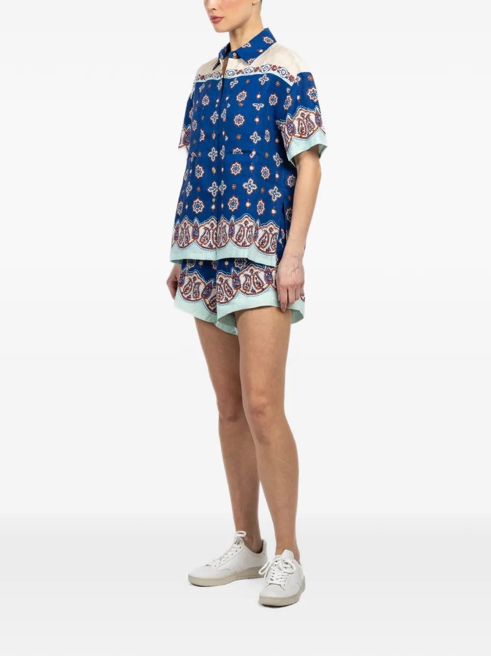  Boteh Patterned Shirt - Blue 