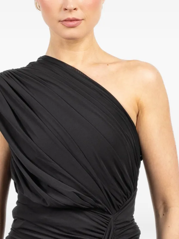 ronny kobo one shoulder dress Ronny Kobo Emery one-shoulder Ruched Dress | Black