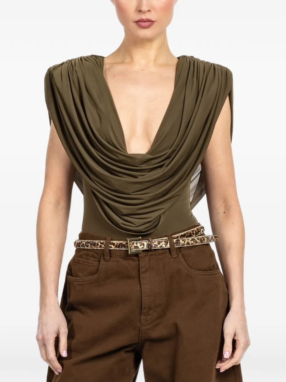 Ronny Kobo Cindi draped bodysuit - Verde