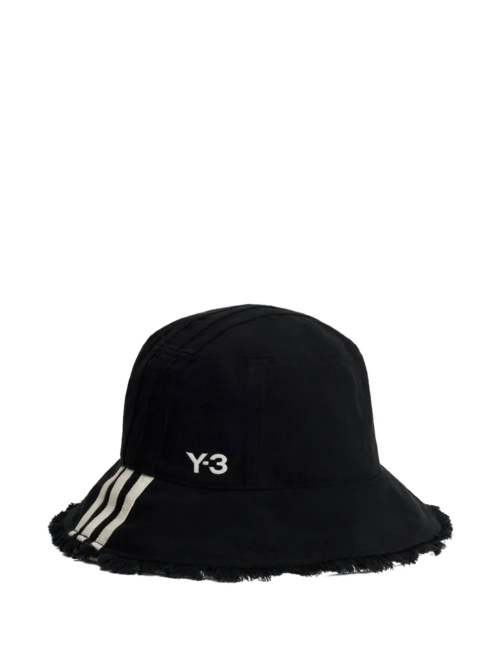 Y-3 striped-logo frayed hat - Nero