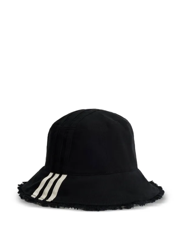 Y-3 striped-logo Frayed Hat | Black | FARFETCH