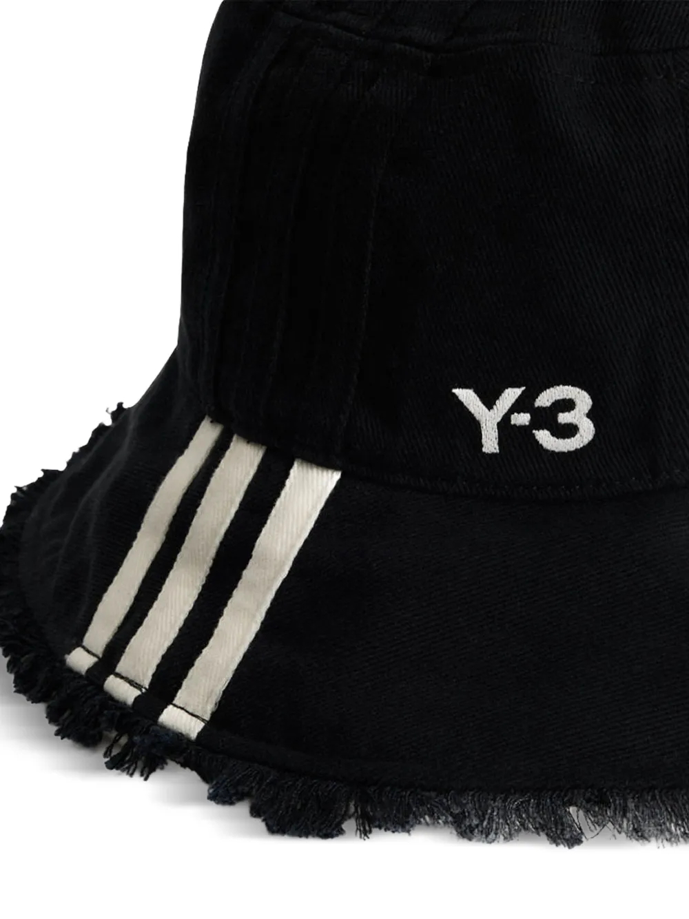  Y-3 Striped-logo Frayed Hat - Black 