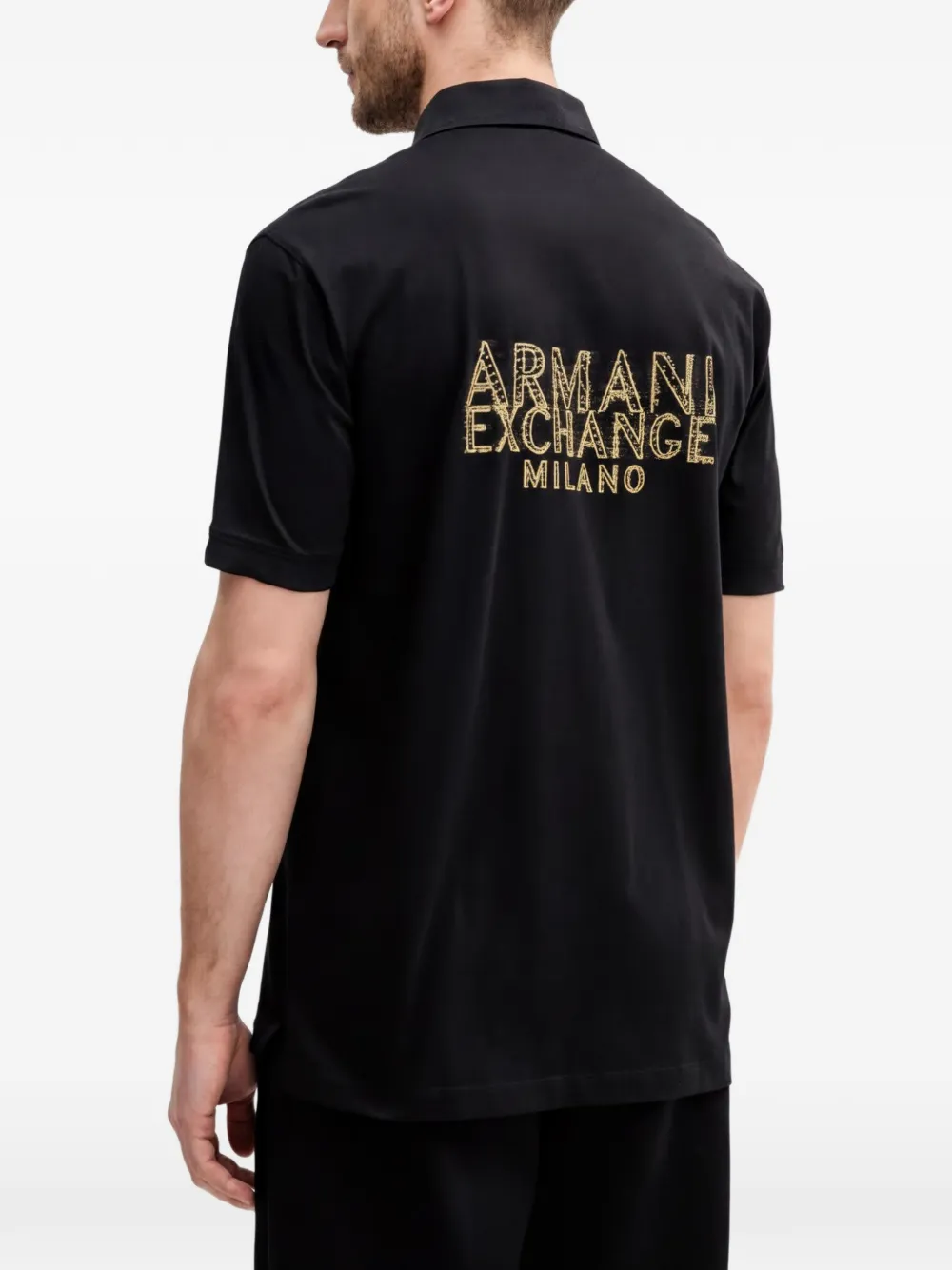 Armani Exchange Poloshirt met logopatroon en korte mouwen Zwart