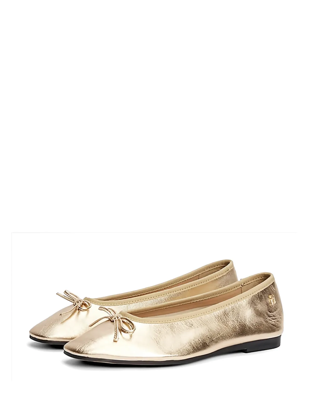 Tommy Hilfiger Metallic ballerina's met strik Goud