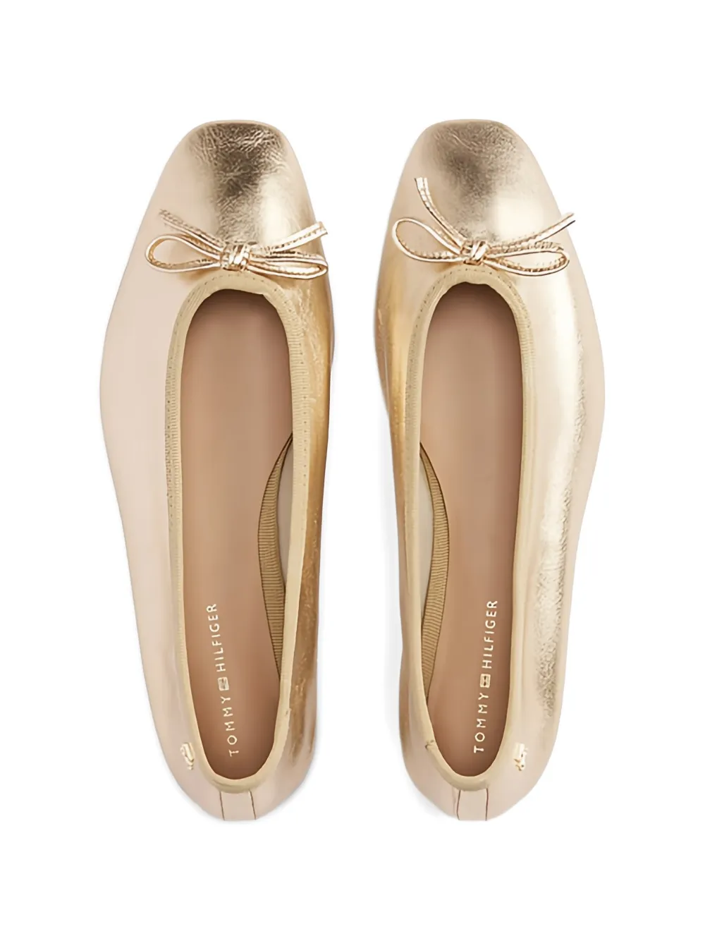Tommy Hilfiger Metallic ballerina's met strik Goud